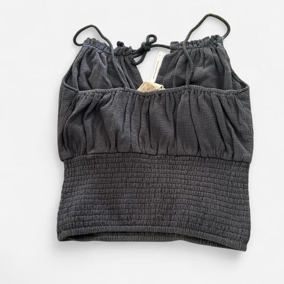 Jen’s Pirate Booty x Free People Love Street Charcoal Ruched Boho Top cotton S - Picture 5 of 7